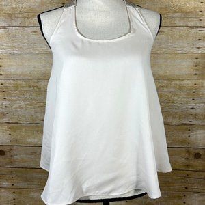 Lauren Conrad Womens Beaded T Back w/Bow Tank Top Size XS Cream Pink Tint